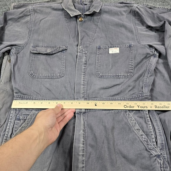 Vintage Penneys Big Mac Coveralls Mens 40L Gray Sanforized Herringbone Twill 50s - Picture 6 of 16
